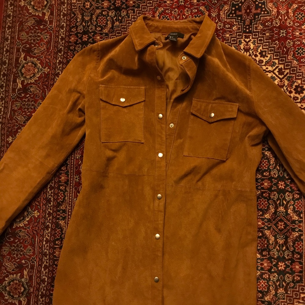 Forever 21 Long Brown Suede Style Coat